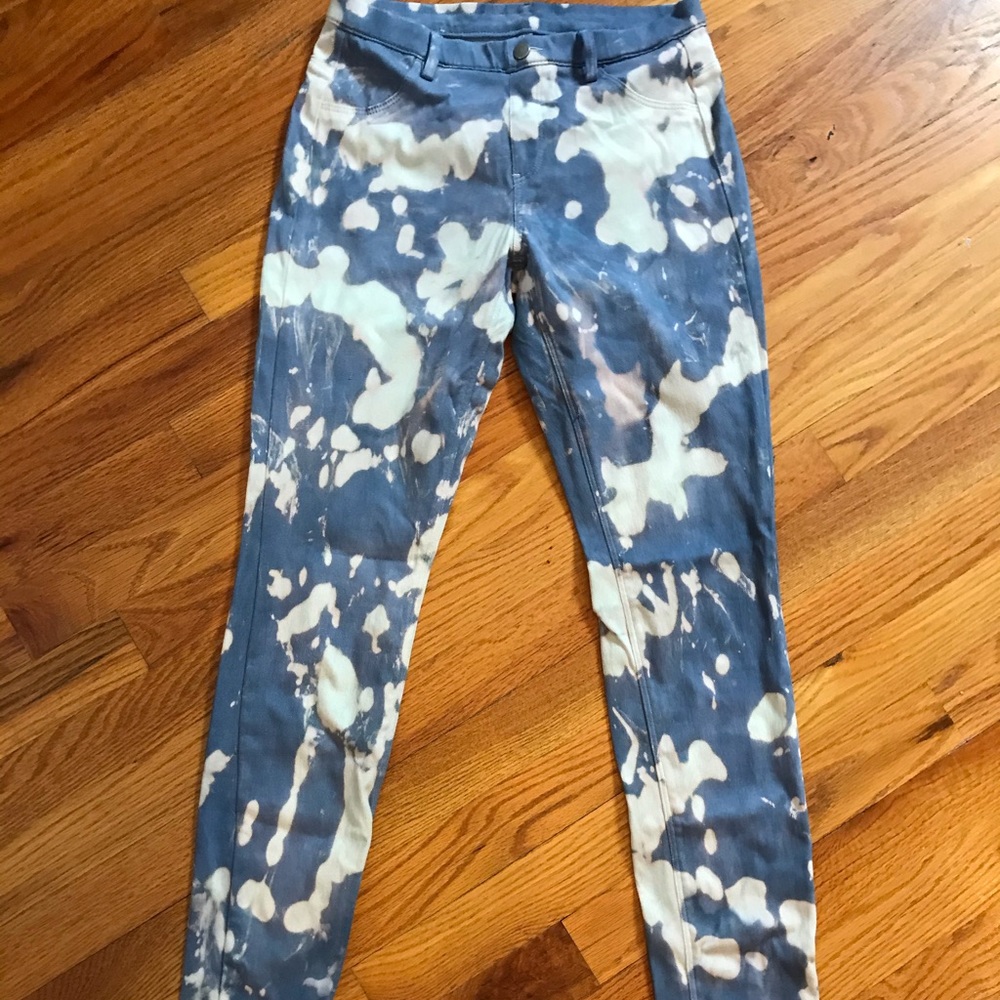 Custom tie dye bleach jeans